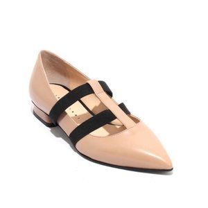 ITALIAN Beige Black Leather Elastic PClassic Shoes